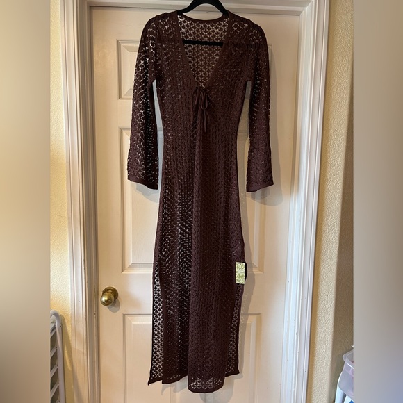 Cupshe Dresses & Skirts - NWT Cupshe Brown Maxi Crochet Swim Coverup Size XS